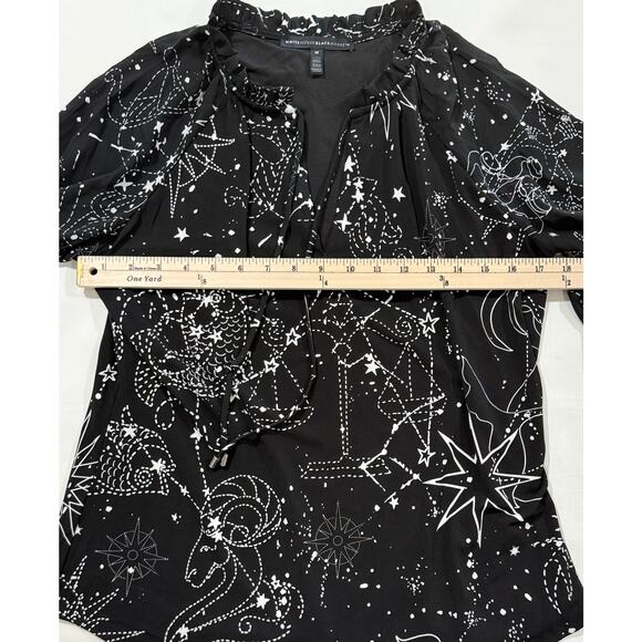 White House Black Market Black Constellation Blouse Size Medium (090) - Picture 9 of 11